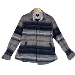 Quicksilver Flannel Shacket Large Striped Quilt Lined Button Up y2K